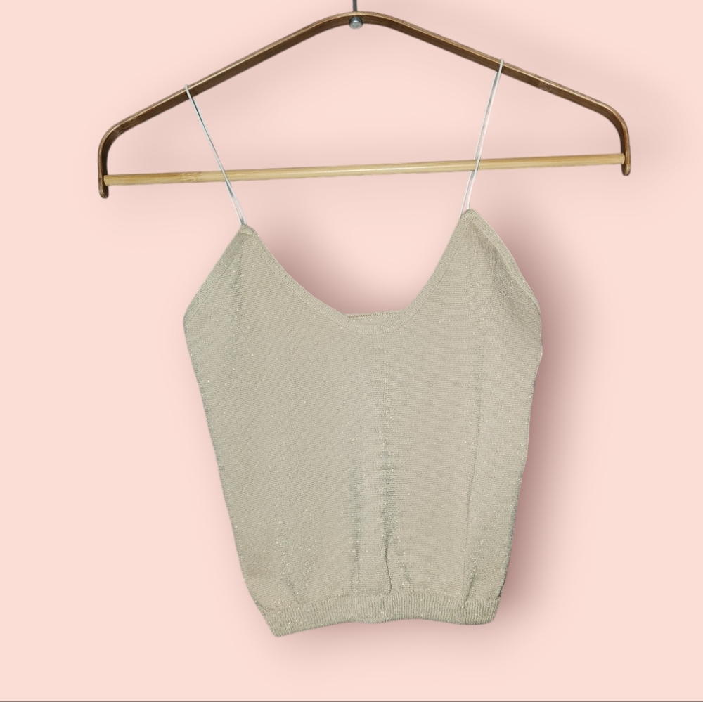 Free People Seamless Skinny Strap Sparkle Brami Ribbed Glitter Spandex XS/S Crop